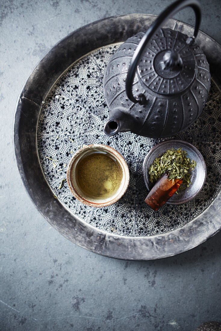 Japanese Sencha Green Tea in a Tea Bowl