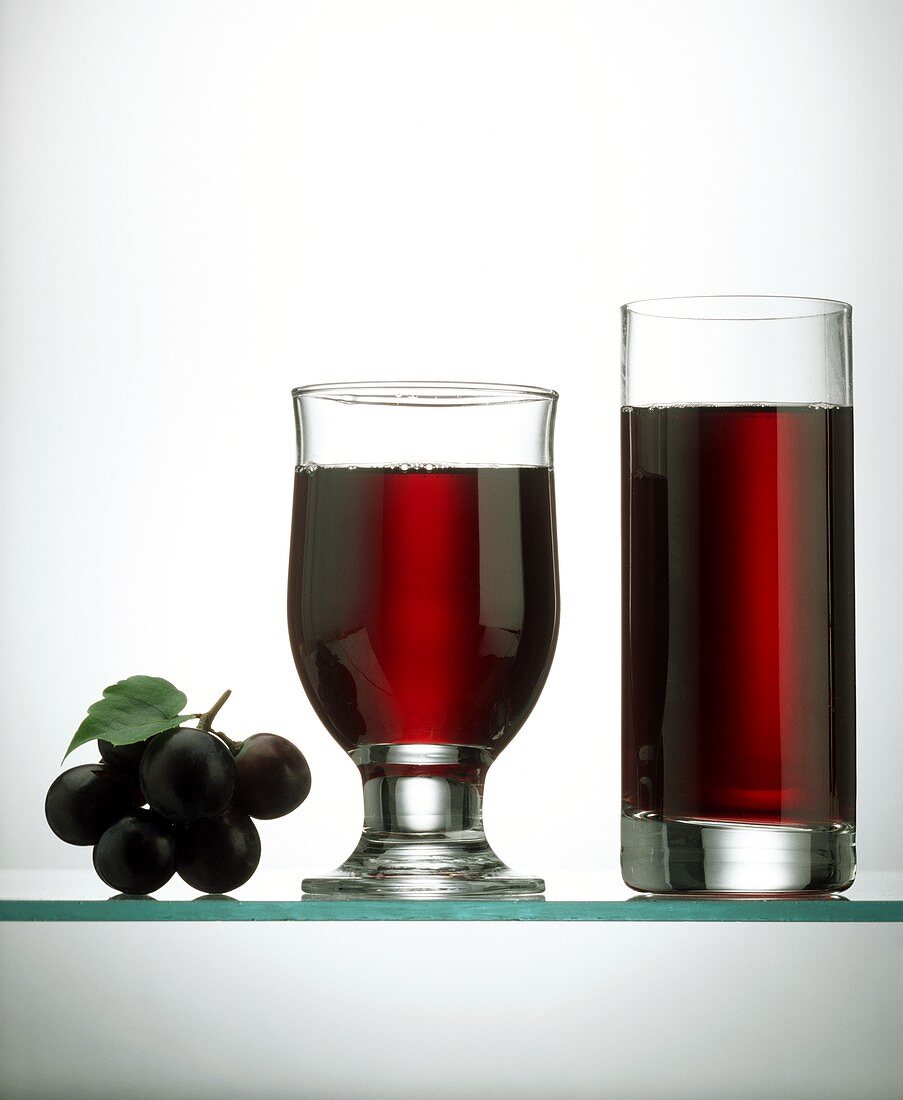 Two glasses of red grape juice