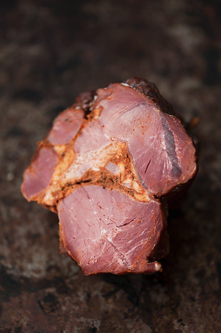 Lamb meat on a metal tray