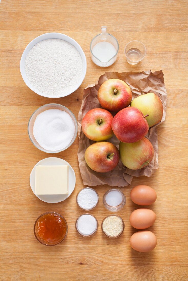 Ingredients for apple cake