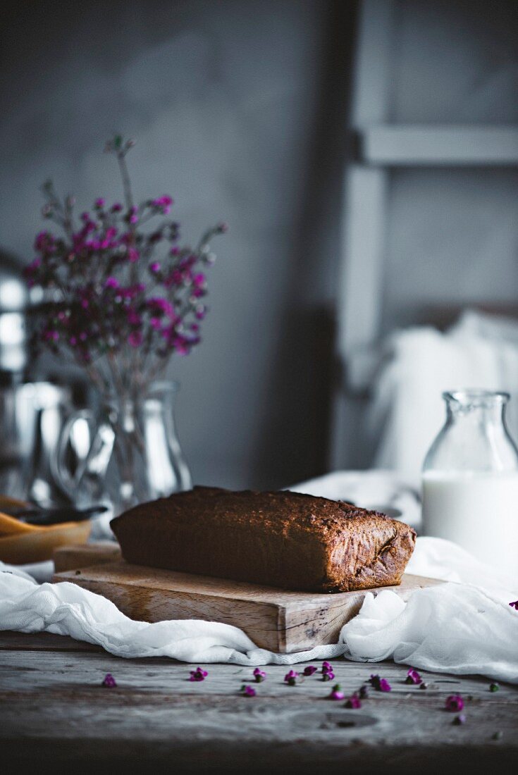 A cake on a table in a country kitchen