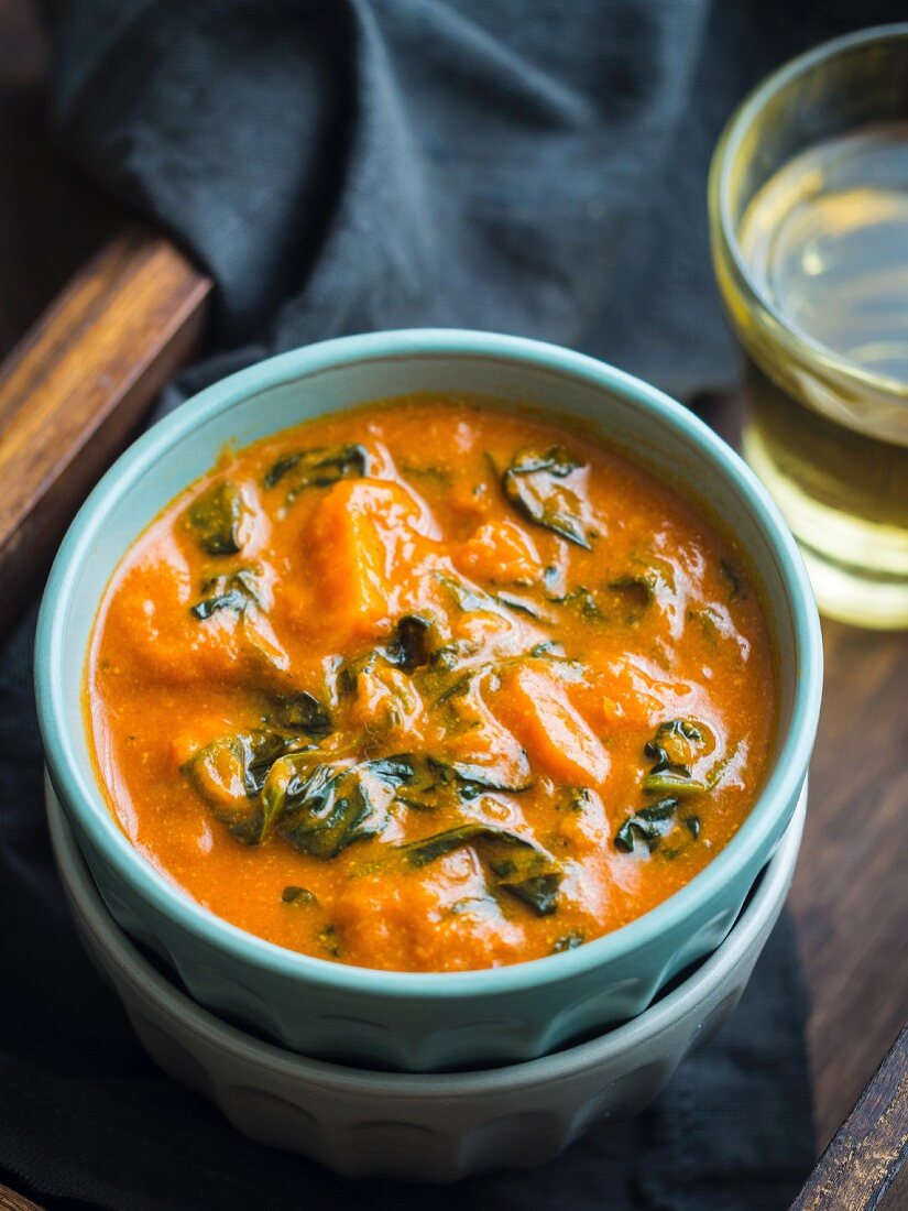 Pumpkin Thai curry with spinach