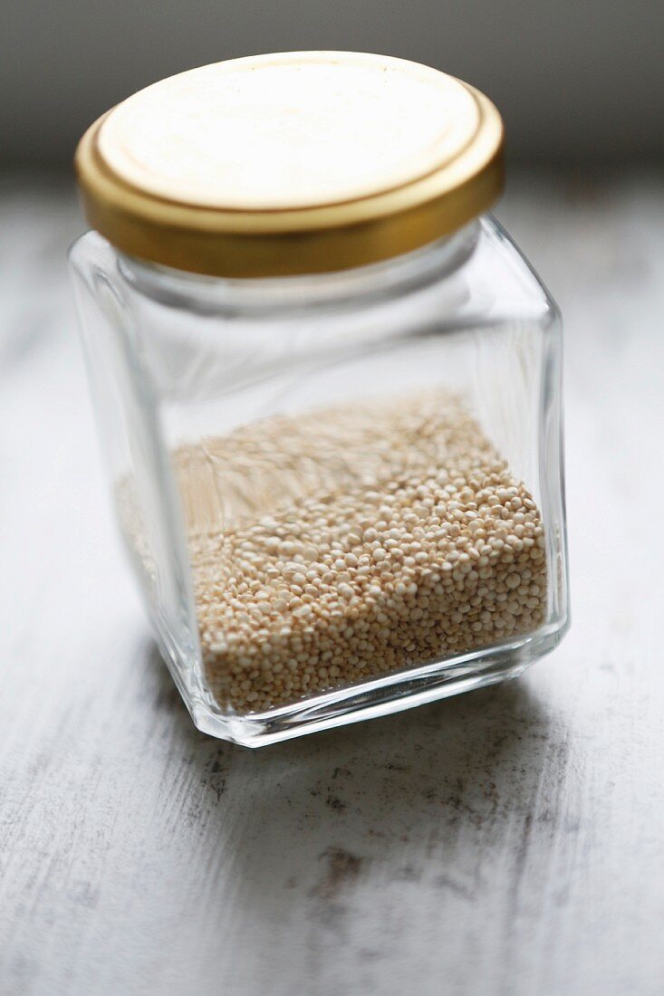 Quinoa in a screw-top jar