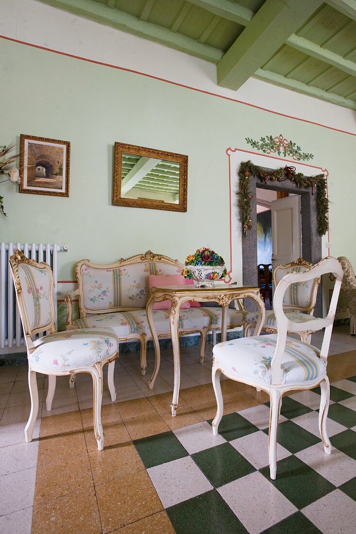 Baroque upholstery in parlour of historical country-house villa