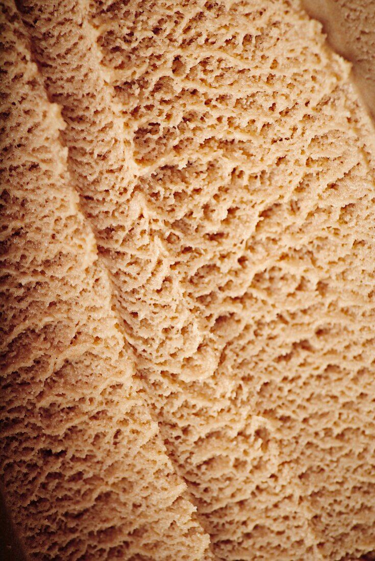 Caramel ice cream (extreme close-up)