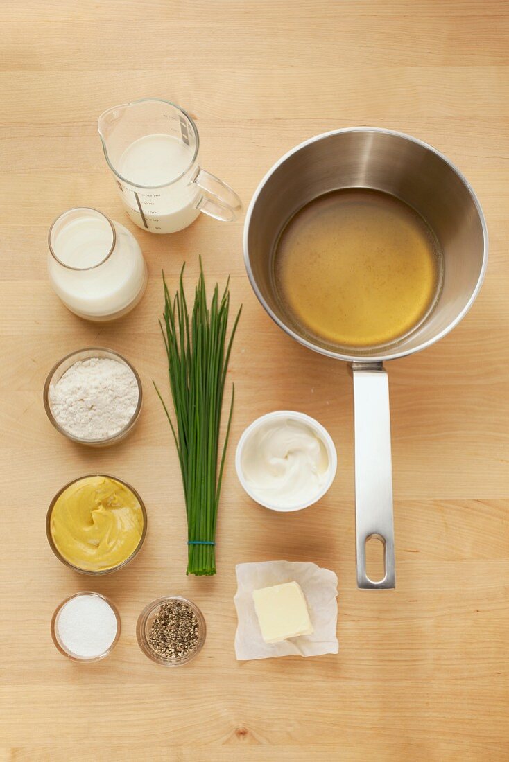 Ingredients for classic mustard sauce