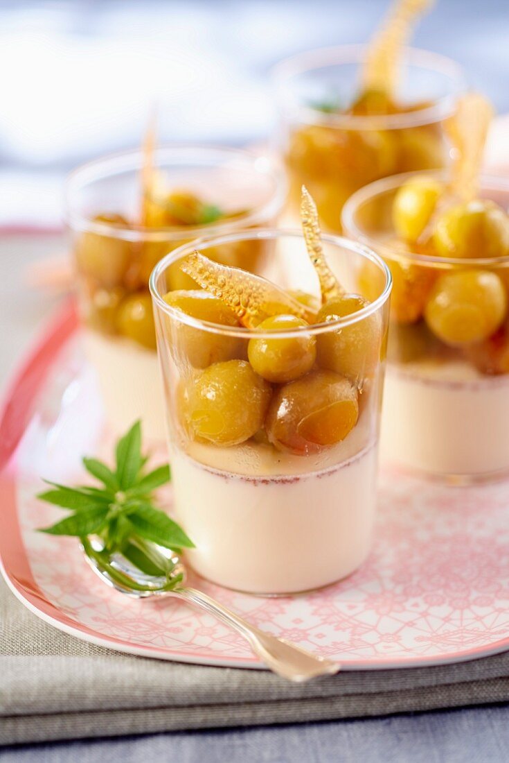 Panna cotta with mirabelles