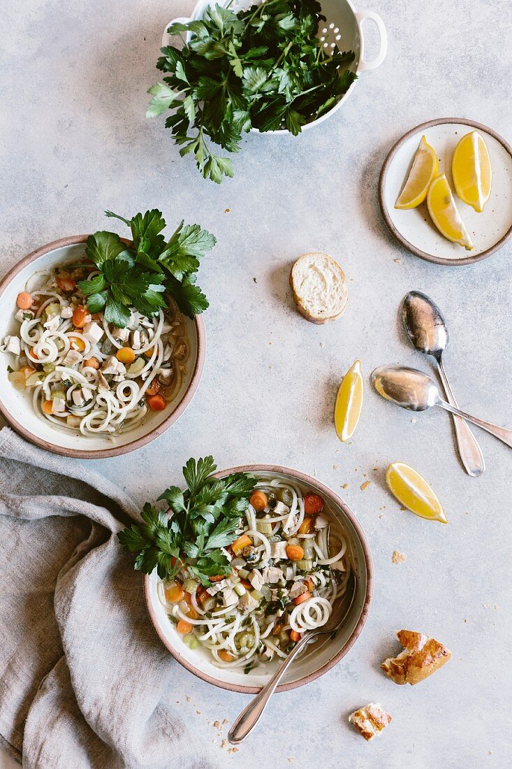 A Bowl of Chicken Potato Noodle Soup