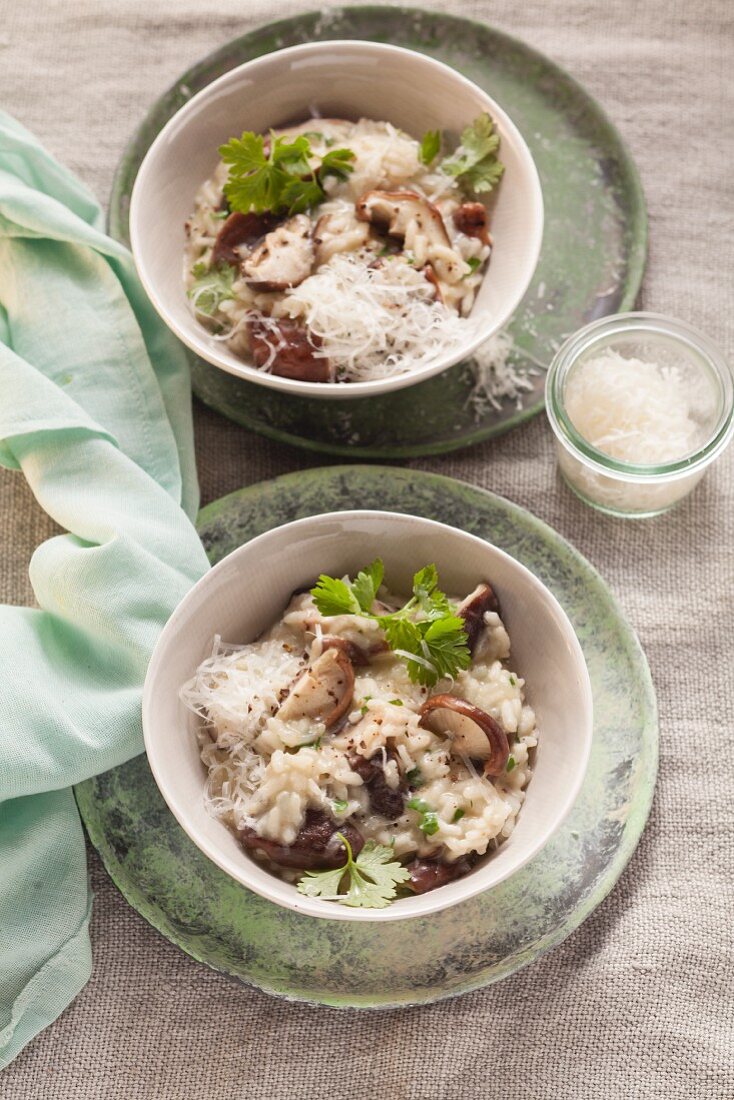 Vegetarian risotto with shiitake mushrooms