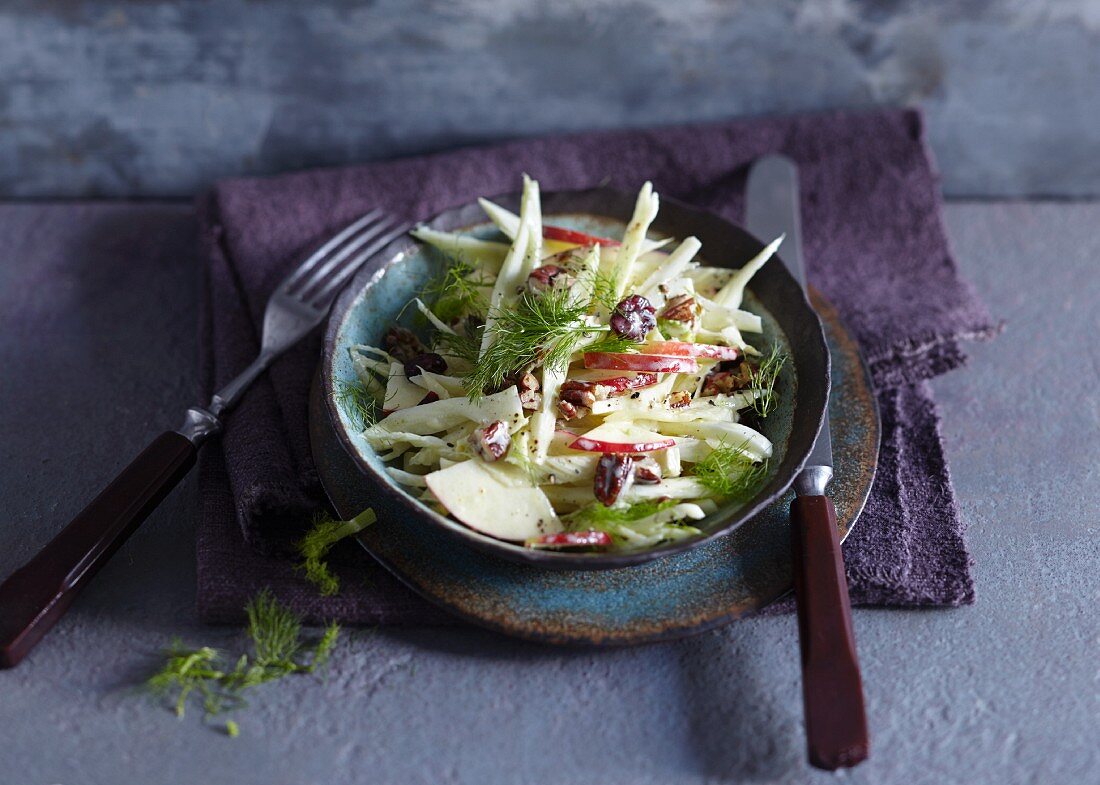 Vegetarian fennel and apple salad with cranberries