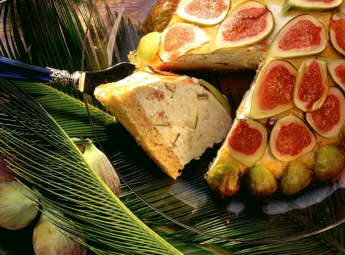 Domed quark cheesecake with figs