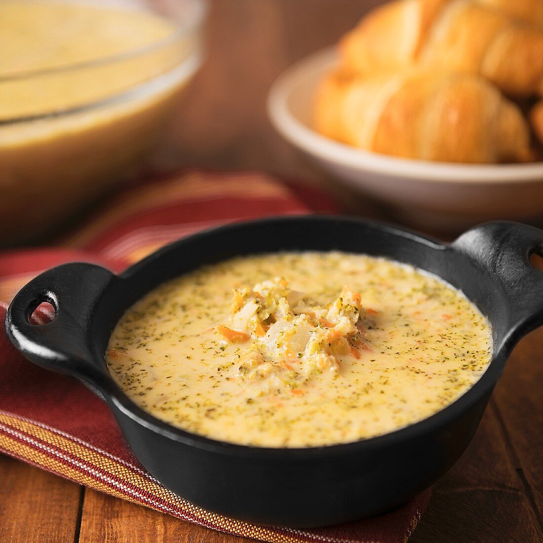 Broccoli and cheese soup with cheddar