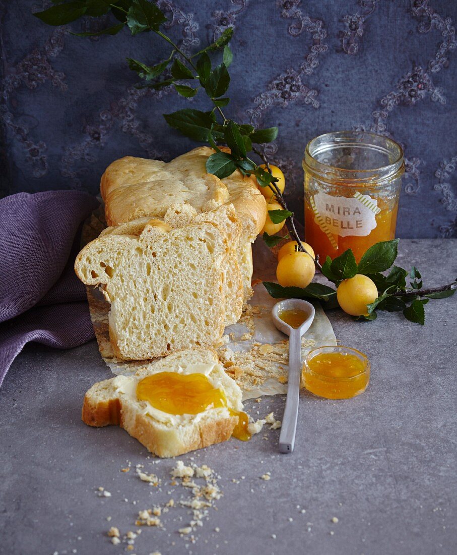 French yellow plum jam with cloves