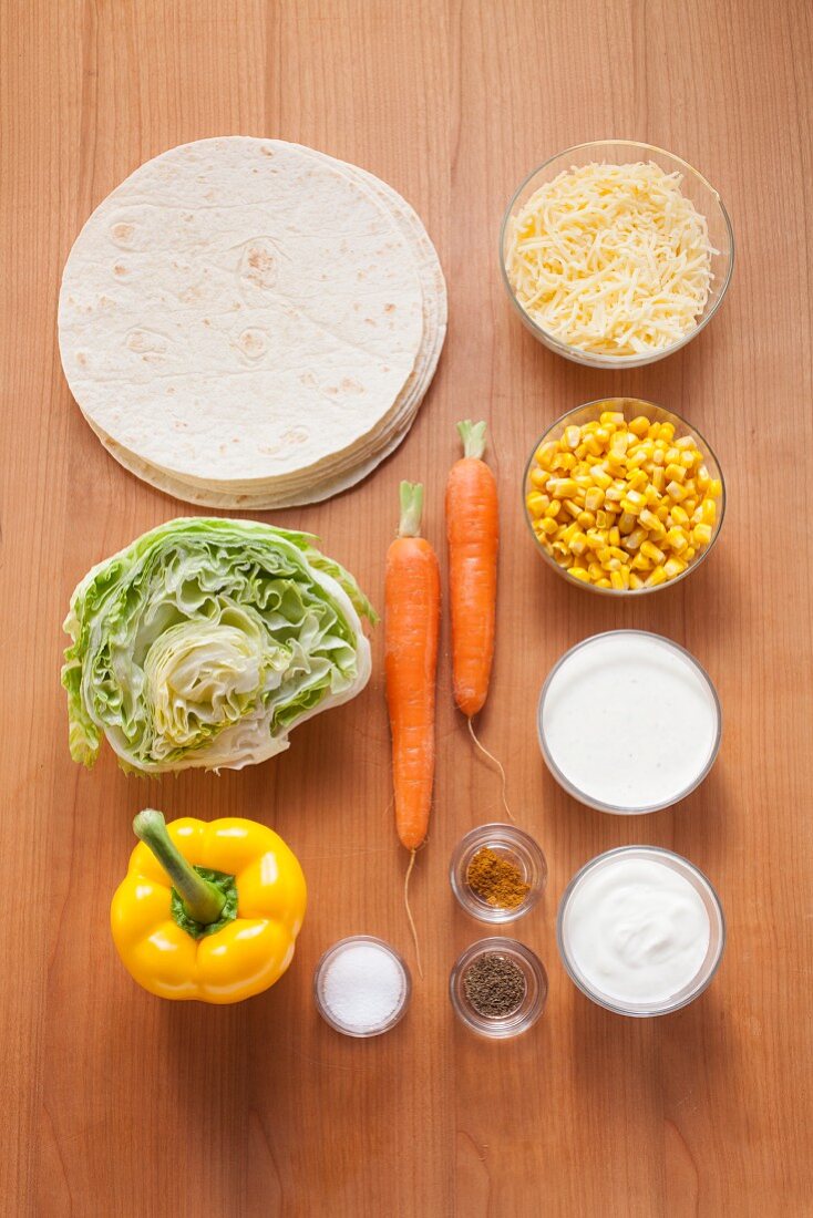Ingredients for veggie wraps
