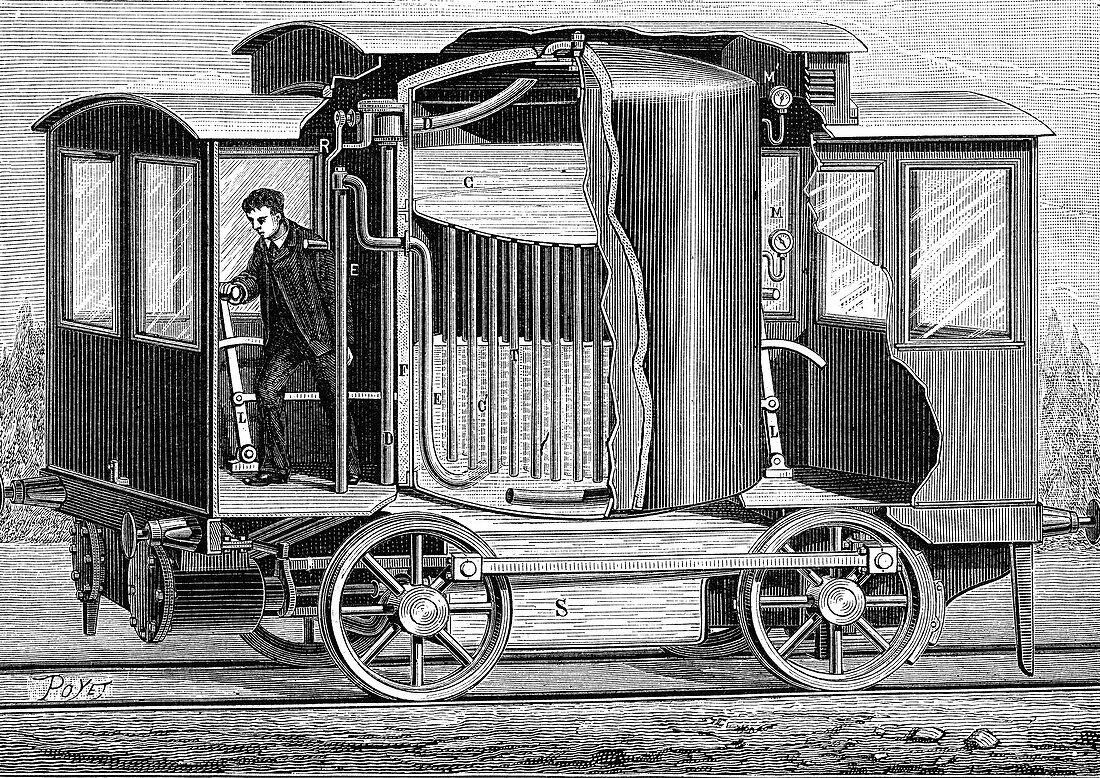 19th Century soda locomotive, illustration