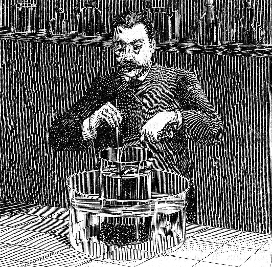 Making nitroglycerine, 19th Century illustration