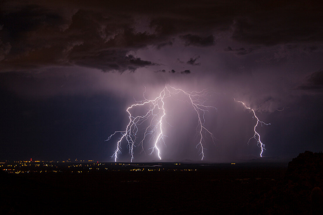 Lightning strikes, Arizona, USA