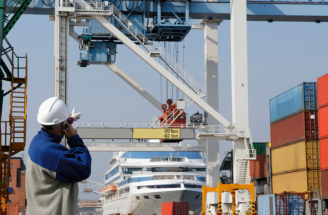 Engineer on site at shipping port