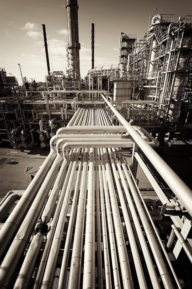 Pipework on an oil and gas refinery