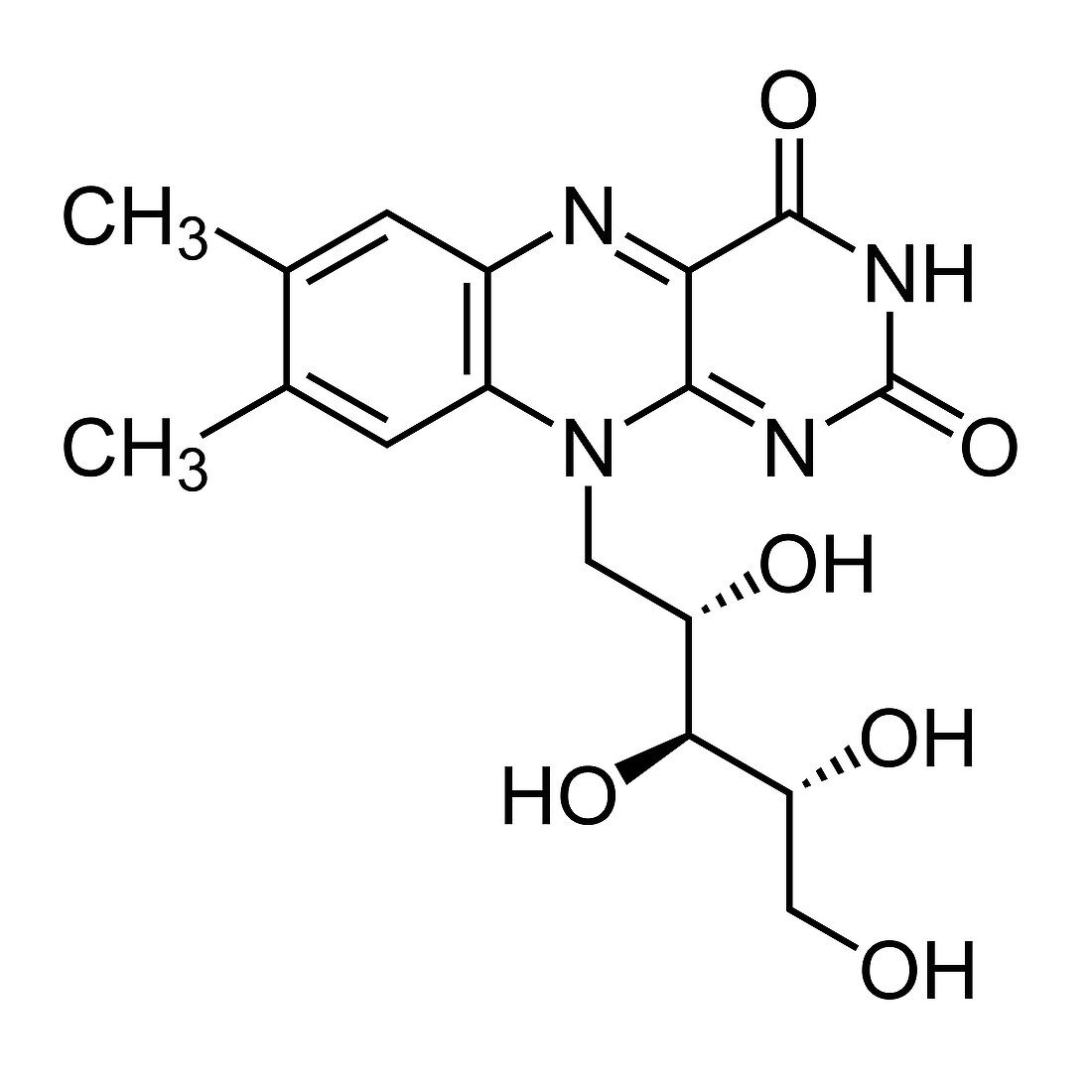 Vitamin B2 (Riboflavin), skeletal formula