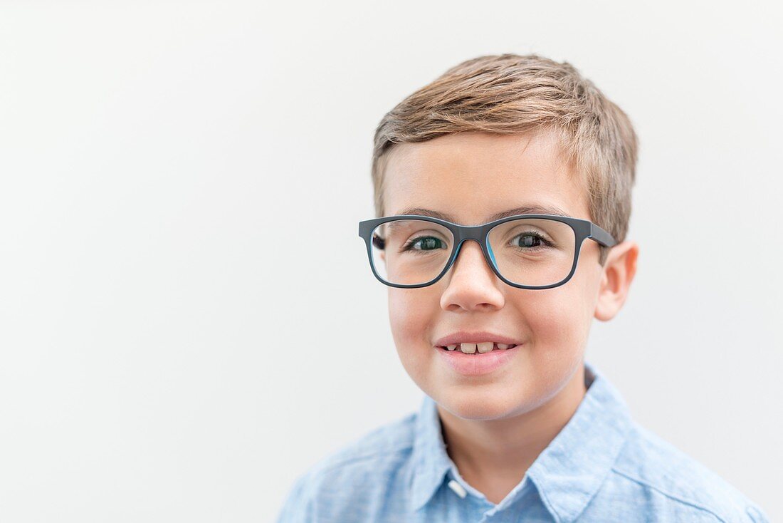 Boy wearing glasses