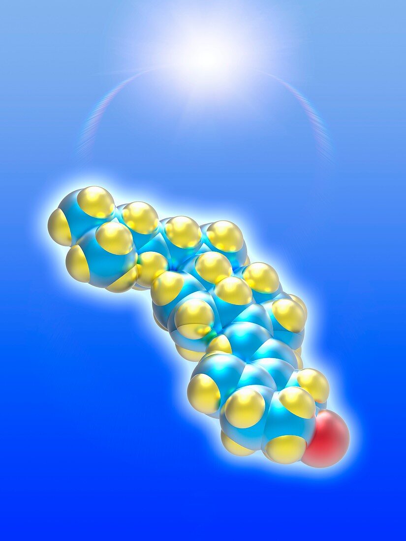 Vitamin D molecule and sun, artwork