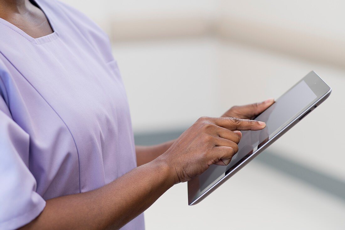 Nurse using tablet