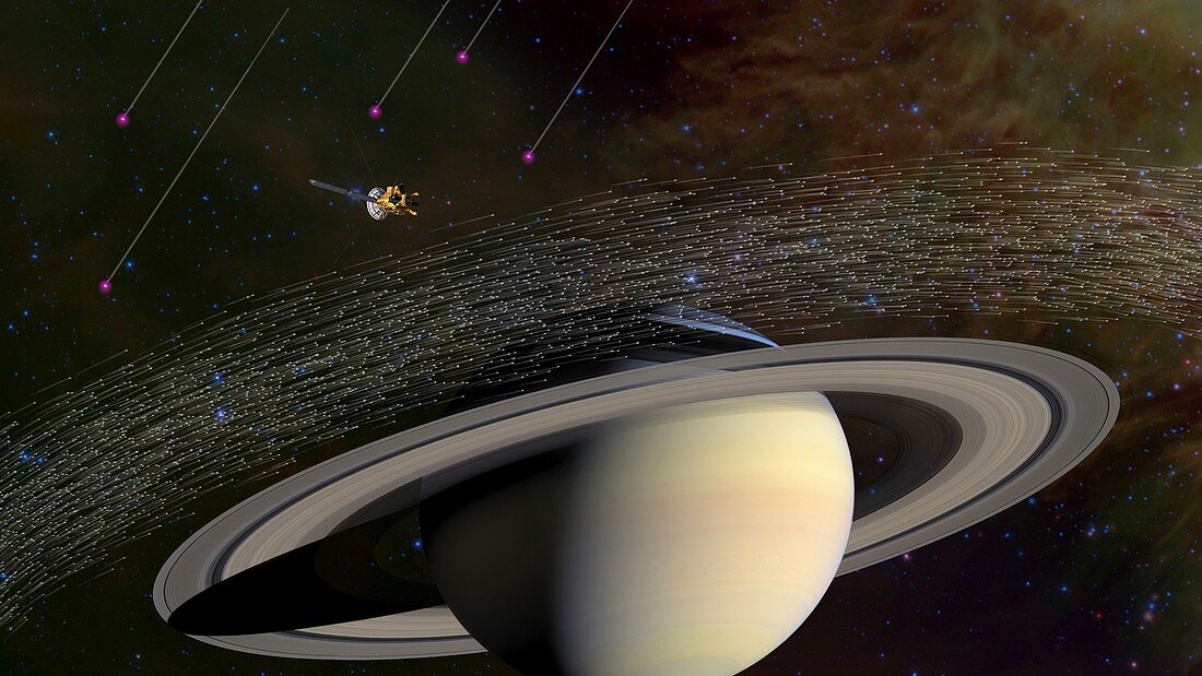 Cassini orbiter sampling intersellar dust, illustration