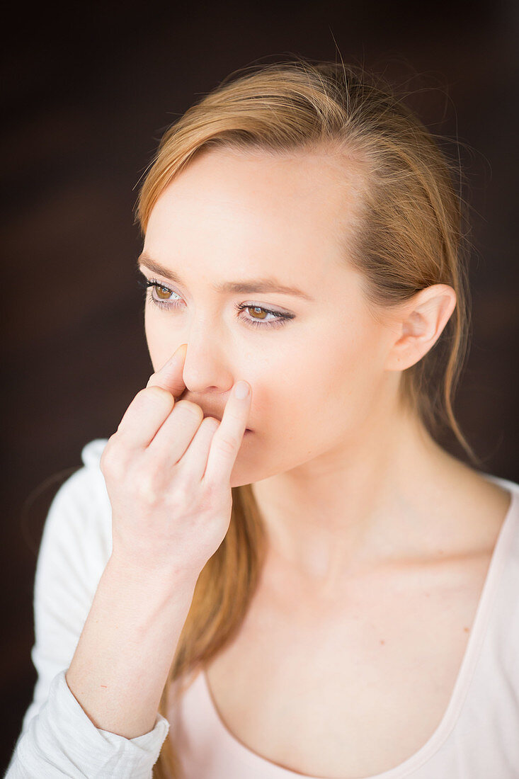 Woman practicing alternate breathing