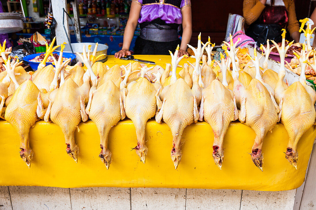 Dead chickens in a Mexican market