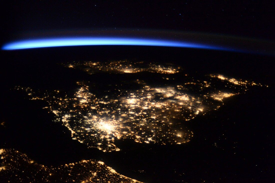 UK at night from the ISS, February 2016