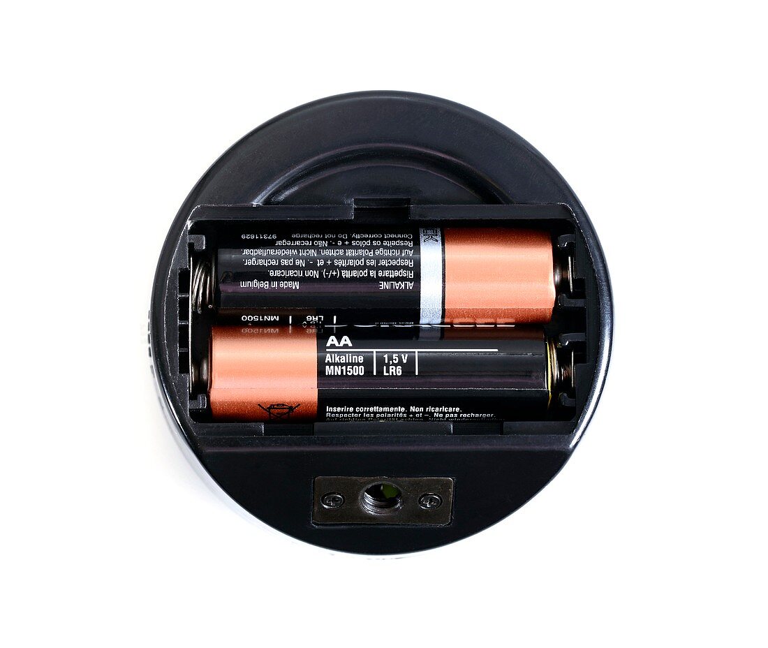 AA batteries in a flashlight
