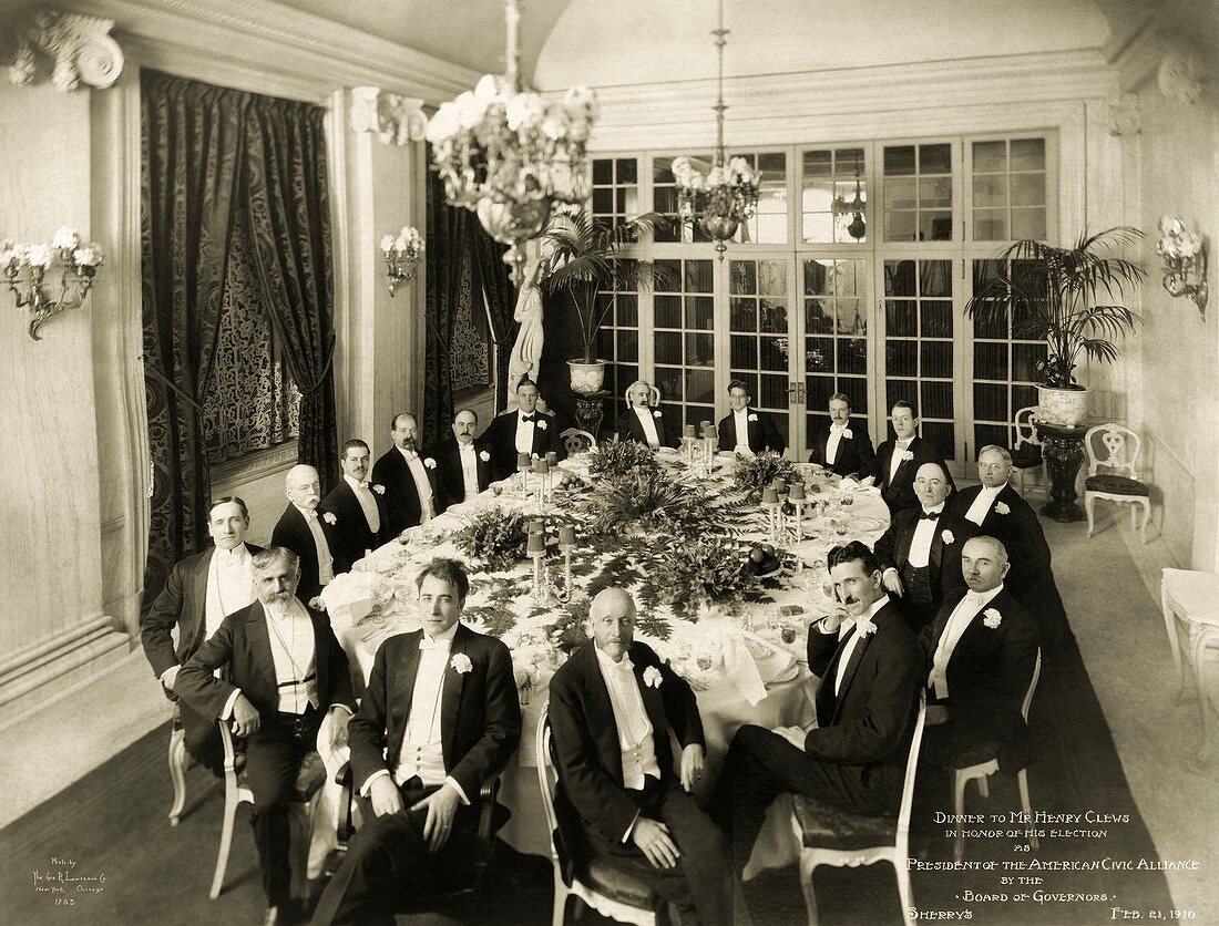 Tesla at a formal dinner, 1910