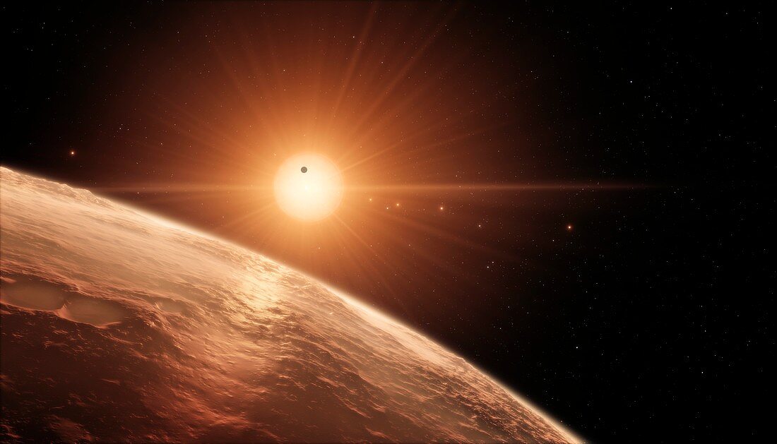 Planets in TRAPPIST-1 system, illustration