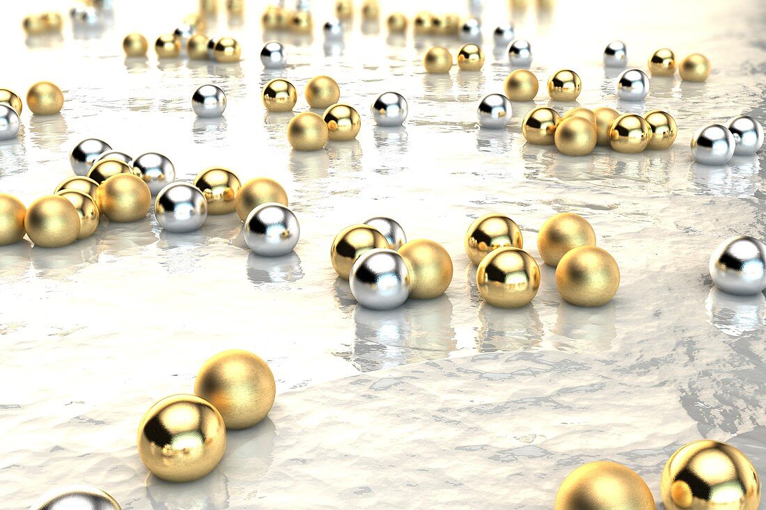Silver and gold nanoparticles, illustration