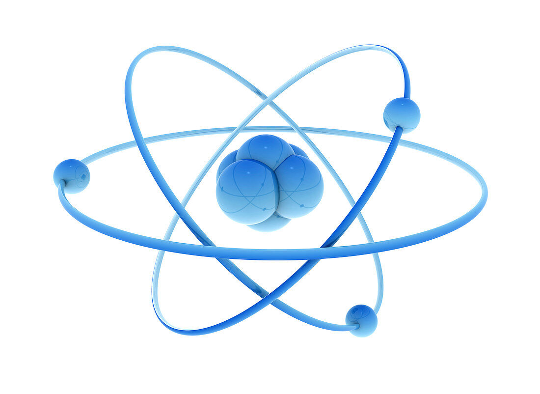 Blue atoms and nucleus