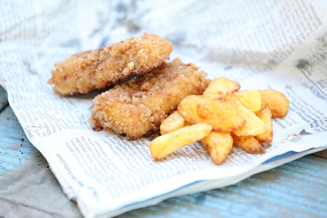 Fish and chips on newspaper