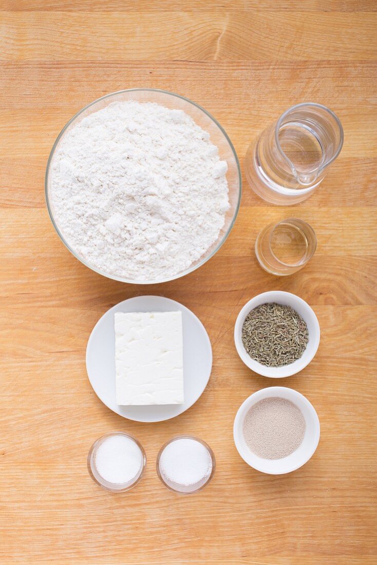 Ingredients for braided rosemary bread