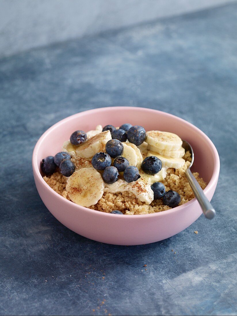 Whole-wheat couscous with blueberries and banana