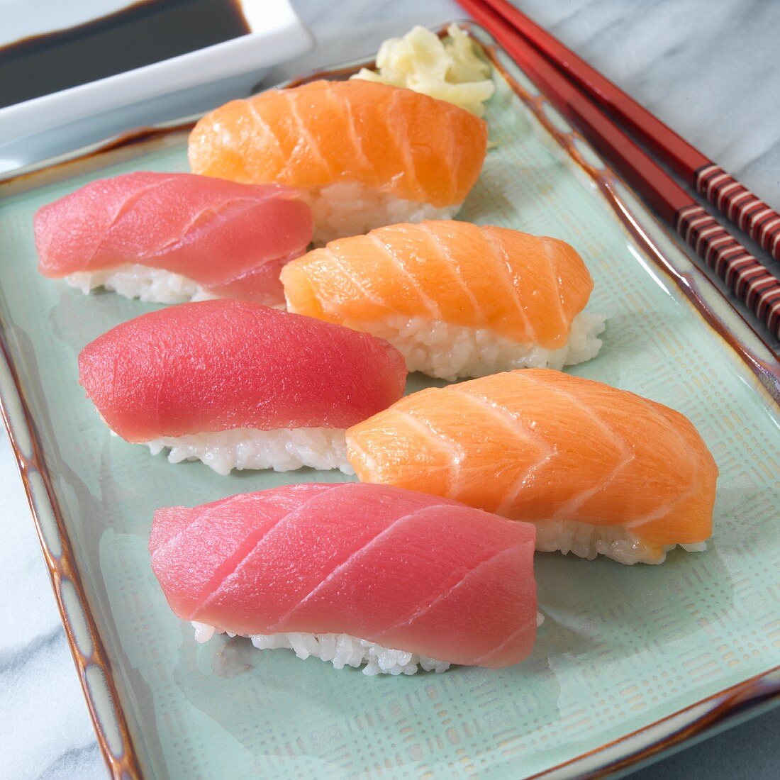 Sushi with tuna and salmon