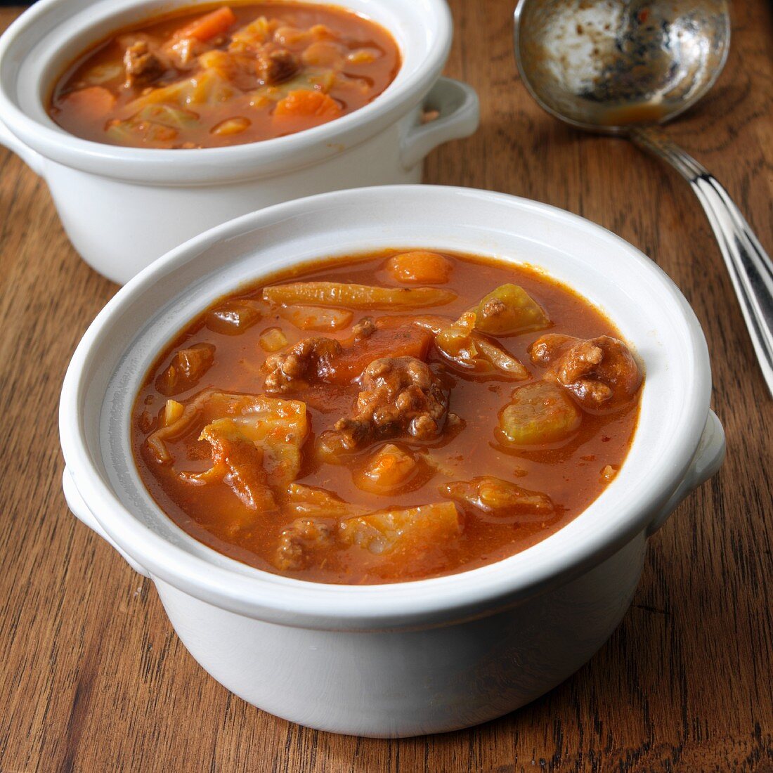 Cabbage Soup with beef, carrots, celary, onion, tomato