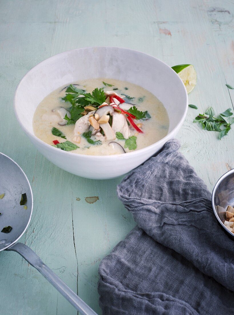 Thai coconut soup with chicken and shiitake mushrooms