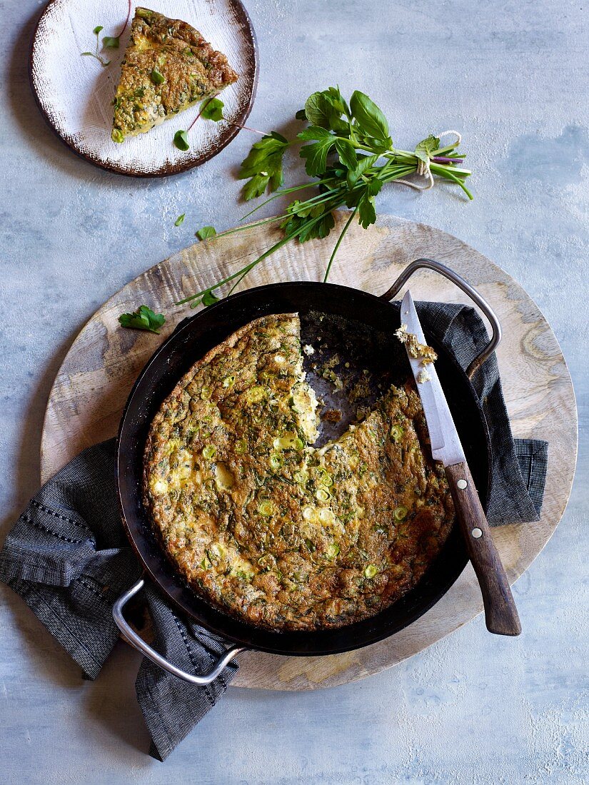 A herb frittata with Fontina cheese
