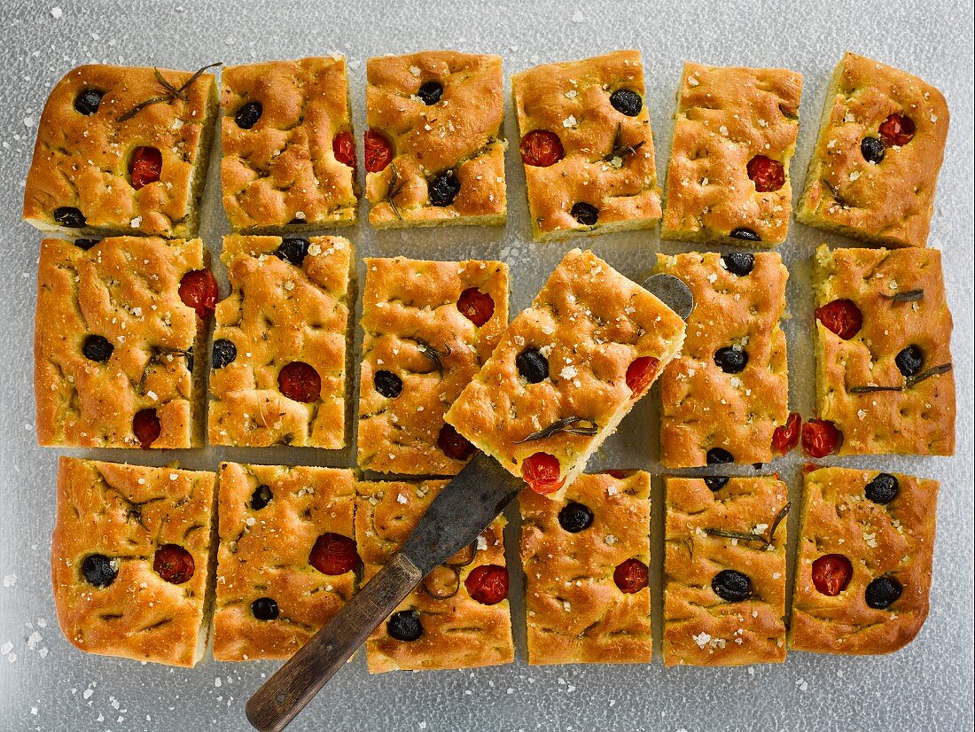Tomato Olive and Rosemary Focaccia