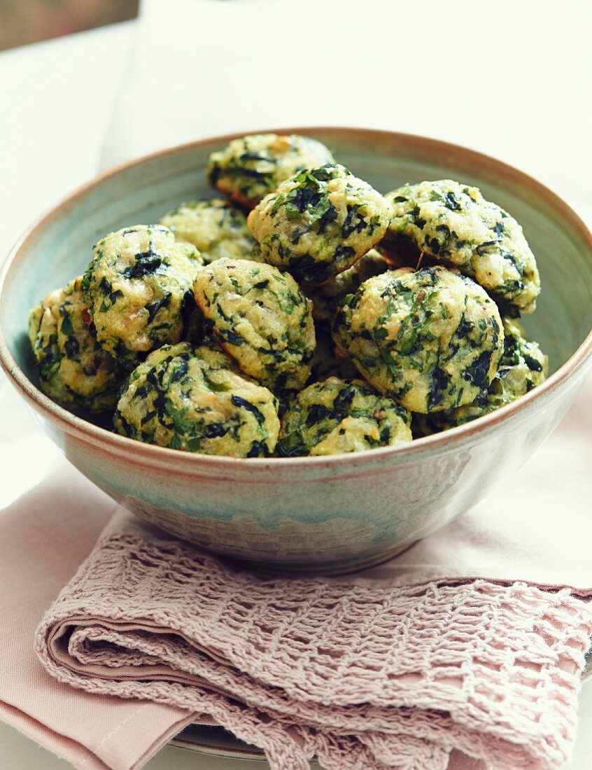 Spinach dumplings with herbs and Parmesan