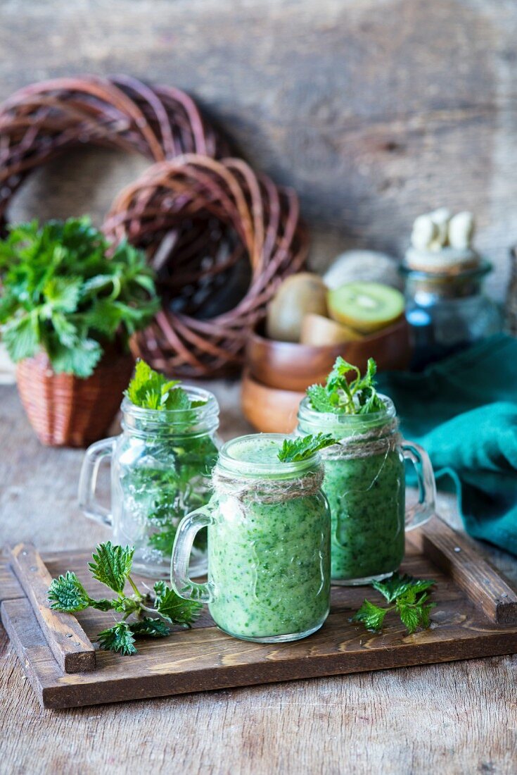 Brennnessel-Smoothie mit Kiwi