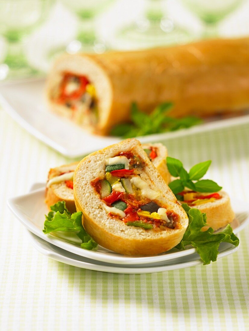 Stromboli filled with vegetables