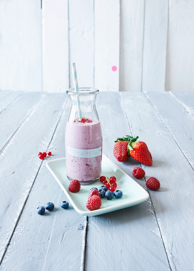 A breakfast smoothie with berries