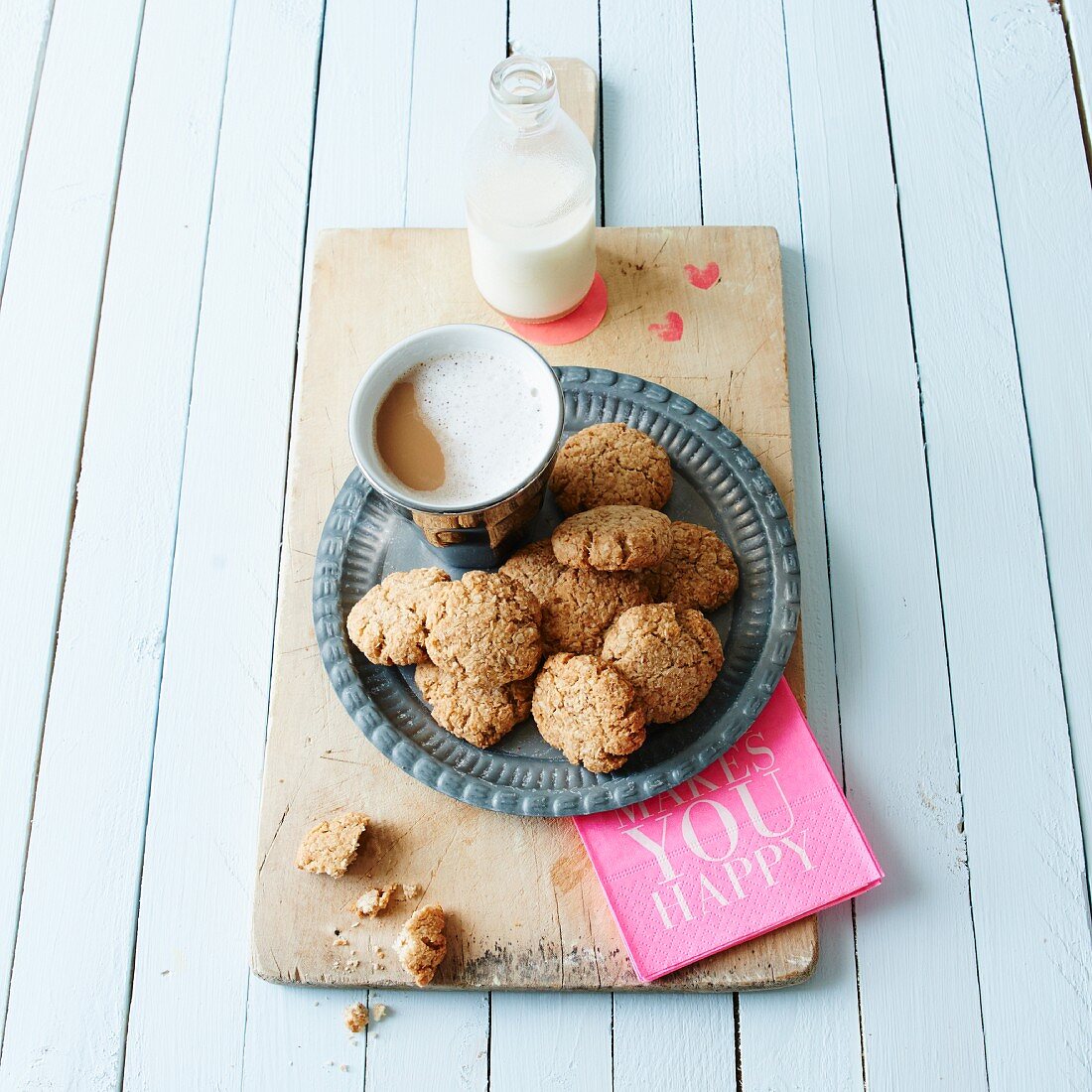 Oatmeal and coconut biscuits with coffee