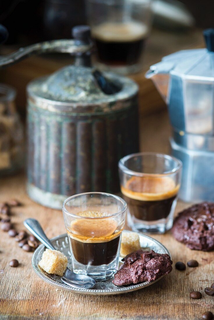 Espresso und Schokoladenplätzchen